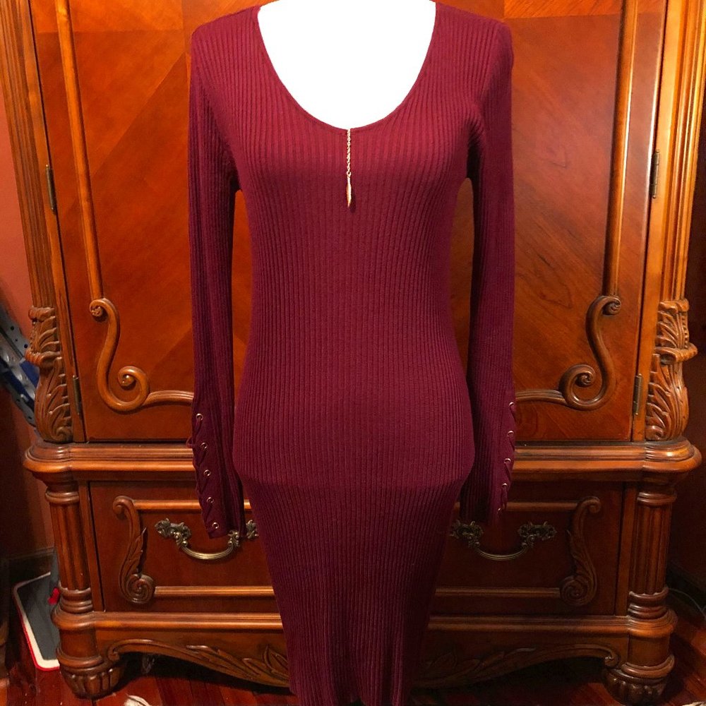 "No Boundaries" Sweater Dress with Necklace